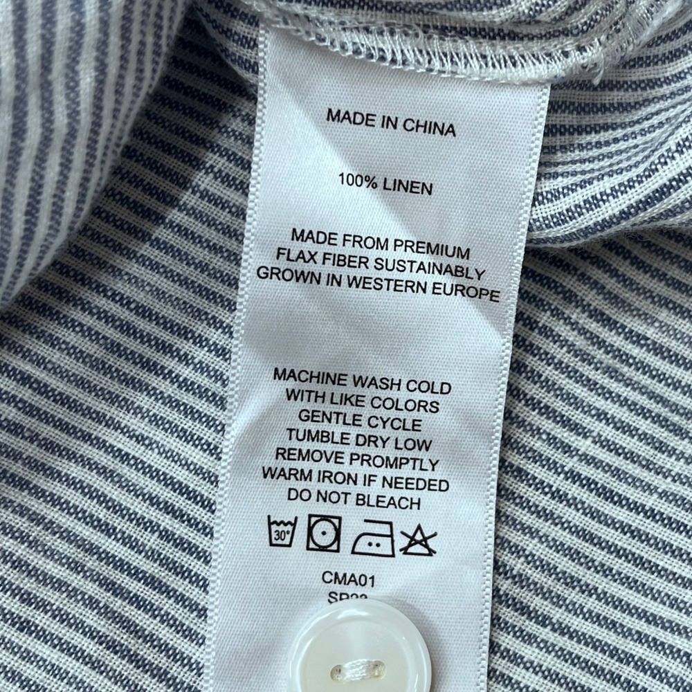 Quince 100% EuropeaLinen Button Front Midi Dress XL Short Sleeven Pockets - Picture 4 of 7